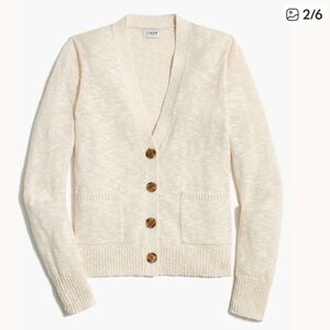 LIKE NEW J.Crew Beach Cardigan Sweater, Cream/Off White, XXL, Deep V, Pockets!